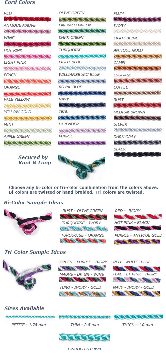 Cord Colors and Sizes